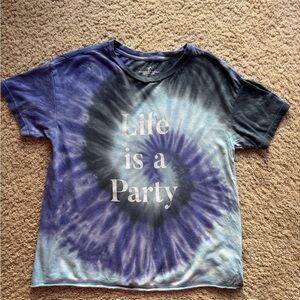 American Eagle Outfitters Tie-Dye 'Life is a Party' Tee - Blue, Purple
